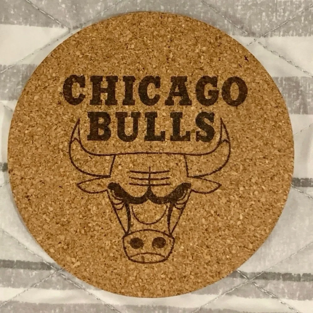 Chicago Bulls Laser Engraved Cork Coaster